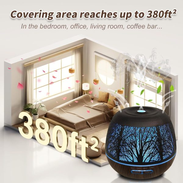 Diffusers for Essential Oils Large Room 400ml,Essential Oil Diffuser for Home with R/C,Cool Mist Humidifiers for Bedroom,7 Colors Changed & 3 Mist Mode Waterless Auto Off for Office - Image 4