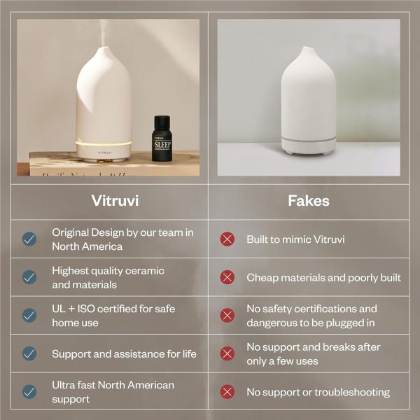 Vitruvi Stone Diffuser, Ceramic Ultrasonic Essential Oil Diffuser for Aromatherapy | Ceramic Diffuser, Diffusers for Home, Oil Diffuser, Room Decor | Black, 90ml Capacity - Image 6