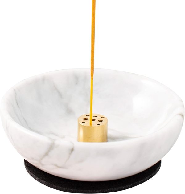 Incense Holder, Natural Marble Incense Holder for Sticks with 9 Incense Holes, Handmade Incense Stick Burner Ideal for Smudging, Incense Burning, Decoration