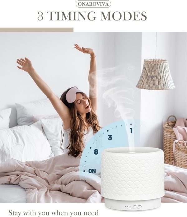 280ml Essential Oil Diffuser Ceramic Fragrance Diffusers for Essential Oil, Ultrasonic Cool Mist Aromatherapy Diffuser with Auto Shut-Off,Ideal for Home, Office, SPA, Yoga & Bedroom - Image 38
