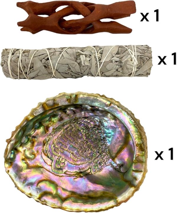 2 pc | Abalone Shell 6"-7" Inches & Tripod Stand 6 Inches | Beautiful All Natural Smudge Bowl - Perfect for Smudge Sticks, Incense Sticks and a Sage Smudge Kit. JC-213-B - Image 10