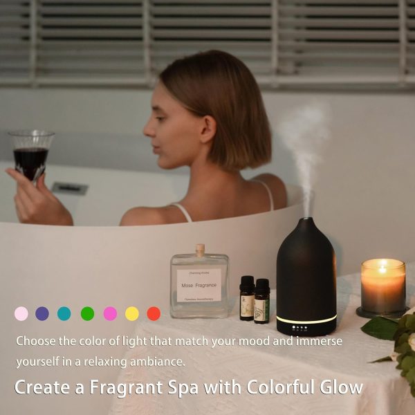 BOXING Essential Oil Diffuser, 3 in 1 Aromatherapy Diffusers for Home Large Room, 7 Colors of Night Light and Quiet for Bedroom, Fragrant Scent & Ceramic Gift Idea, Timer, Auto Shut-Off, 100ML, White - Image 31