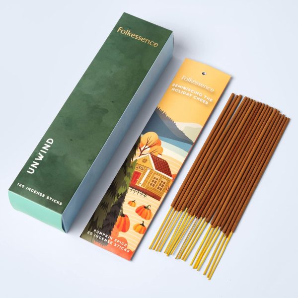 Folkulture Incense Sticks - Set of 6 Incenses (120 Sticks) for Relaxation - Balsam Cedarwood, Jasmine, White Woods & Oud, Ocean Salt, Pumpkin Spice, Peppermint - Valentine Gift Set for her - Image 6