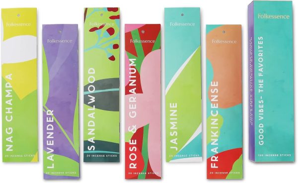 Folkulture Incense Sticks - Set of 6 Incenses (120 Sticks) for Relaxation - Balsam Cedarwood, Jasmine, White Woods & Oud, Ocean Salt, Pumpkin Spice, Peppermint - Valentine Gift Set for her - Image 11