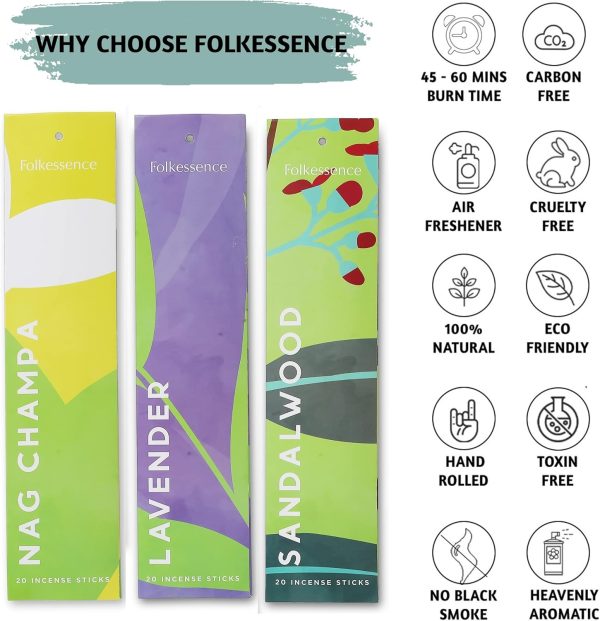 Folkulture Incense Sticks - Set of 6 Incenses (120 Sticks) for Relaxation - Balsam Cedarwood, Jasmine, White Woods & Oud, Ocean Salt, Pumpkin Spice, Peppermint - Valentine Gift Set for her - Image 13