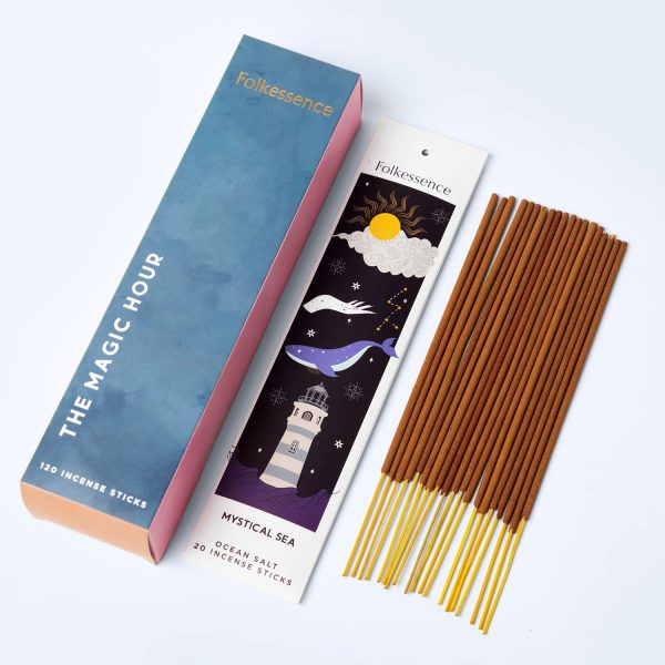 Folkulture Incense Sticks - Set of 6 Incenses (120 Sticks) for Relaxation - Balsam Cedarwood, Jasmine, White Woods & Oud, Ocean Salt, Pumpkin Spice, Peppermint - Valentine Gift Set for her - Image 23