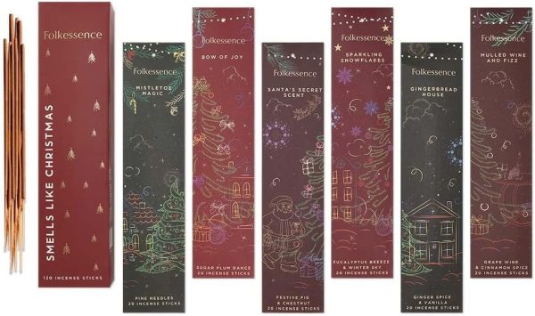 Folkulture Incense Sticks - Set of 6 Incenses (120 Sticks) for Relaxation - Balsam Cedarwood, Jasmine, White Woods & Oud, Ocean Salt, Pumpkin Spice, Peppermint - Valentine Gift Set for her - Image 27