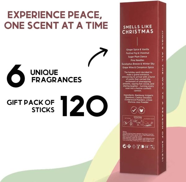 Folkulture Incense Sticks - Set of 6 Incenses (120 Sticks) for Relaxation - Balsam Cedarwood, Jasmine, White Woods & Oud, Ocean Salt, Pumpkin Spice, Peppermint - Valentine Gift Set for her - Image 28