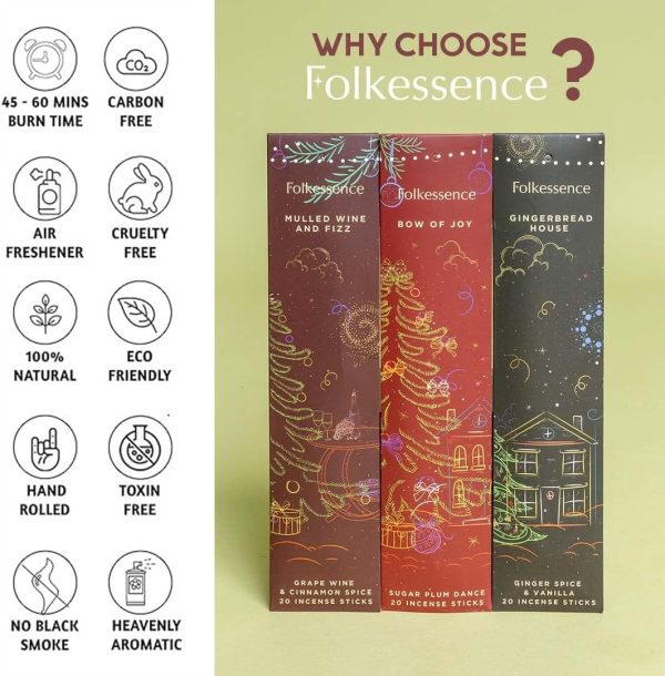 Folkulture Incense Sticks - Set of 6 Incenses (120 Sticks) for Relaxation - Balsam Cedarwood, Jasmine, White Woods & Oud, Ocean Salt, Pumpkin Spice, Peppermint - Valentine Gift Set for her - Image 29