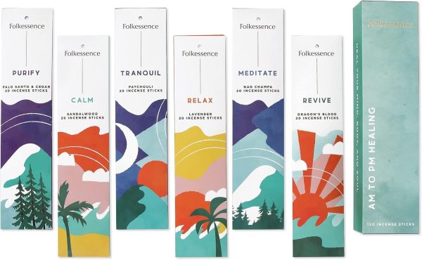 Folkulture Incense Sticks - Set of 6 Incenses (120 Sticks) for Relaxation - Balsam Cedarwood, Jasmine, White Woods & Oud, Ocean Salt, Pumpkin Spice, Peppermint - Valentine Gift Set for her - Image 36