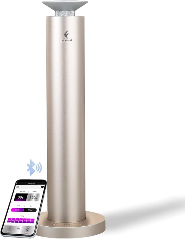 Waterless Essential Oil Diffuser, Cordless Rechargeable Diffuser, Smart Bluetooth Diffuser, 1000 Sq.ft, Gold Luxury Wireless Aromatherapy Diffusers for Home, Office & Hotels