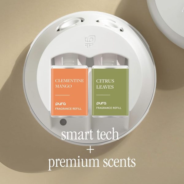 Pura 4 Smart Home Fragrance Device Starter Set - Scent Diffuser for Home - Air Deodorizer & Odor Eliminator - Clementine Mango, Fresh Bergamot, Citrus Leaves, Pink Pomelo - Image 8