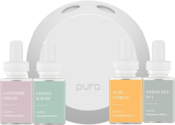 Pura 4 Smart Home Fragrance Device Starter Set - Scent Diffuser for Home - Air Deodorizer & Odor Eliminator - Clementine Mango, Fresh Bergamot, Citrus Leaves, Pink Pomelo - Image 9