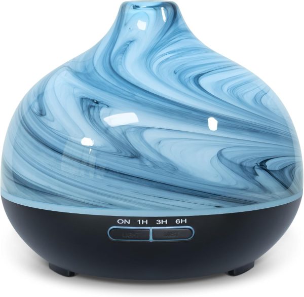 Essential Oil Diffuser Electric Aromatherapy Diffuser Art Glass Ultrasonic Fragrance Oil Diffuser with 4 Mist Mode 7 Changing Colors Auto-Shut Off Function for Home Office - 300ml Grey
