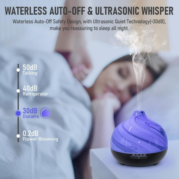 Essential Oil Diffuser Electric Aromatherapy Diffuser Art Glass Ultrasonic Fragrance Oil Diffuser with 4 Mist Mode 7 Changing Colors Auto-Shut Off Function for Home Office - 300ml Grey - Image 6