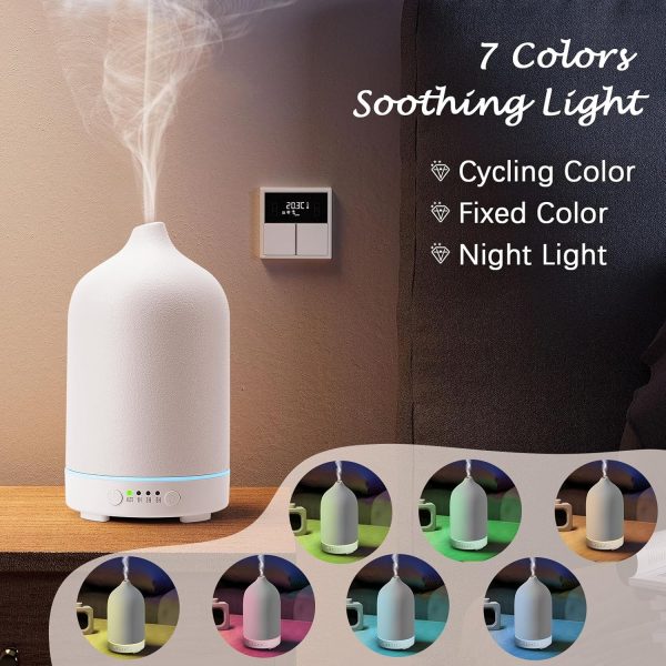 Diffuserlove Ceramic Diffuser 160ML Essential Oil Diffusers Aromatherapy Essential Oil Diffuser for Room Air Diffuser for Home Bedroom Stone Diffuser White (Size:6.8" H x 3.6" W) - Image 11