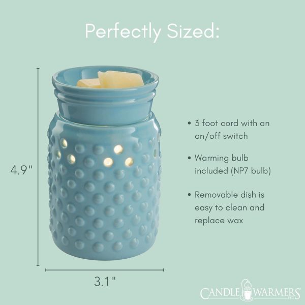 CANDLE WARMERS ETC. Midsized Illumination Fragrance Warmer- Light-Up Warmer for Warming Scented Candle Wax Melts and Tarts or Fragrance Oils to Freshen Smaller Rooms, Blue Hobnail - Image 5
