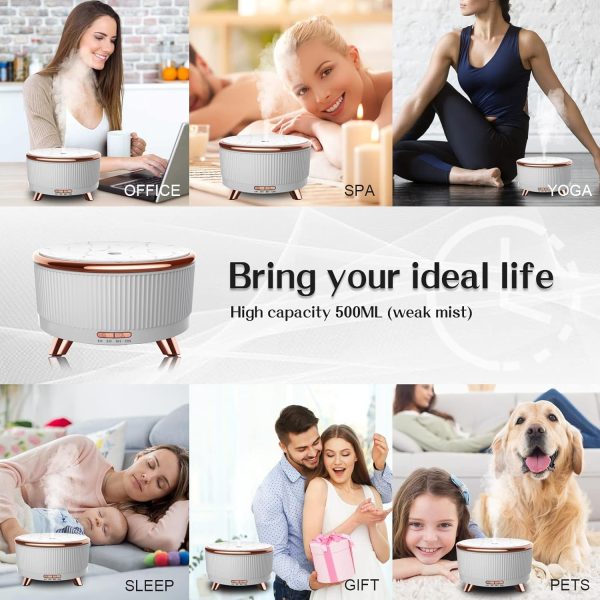 Essential Oil Diffusers for Home 500ml,Aromatherapy Diffusers for Essential Oils Large Room with R/C,7 Colors Lights & 3 Mist Mode with 6/Set Oils Waterless Auto Off for Women,Bedroom,Meditation Decor - Image 7