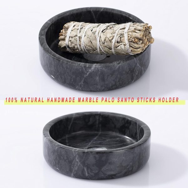 Palo Santo Holder, Natural Marble Incense Burner for Palo Santo Sticks, Handmade Palo Santo Wood Incense Stick Holder(Natural Black) - Image 6