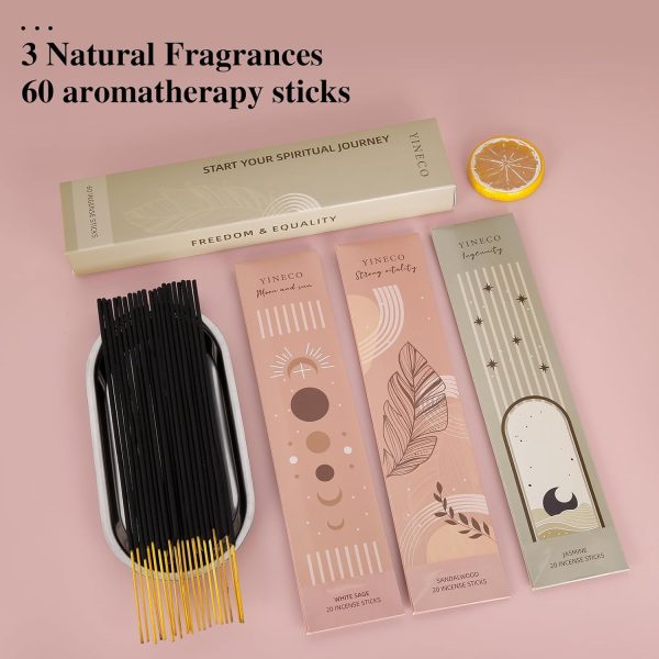 White Sage and Sandalwood Sticks-100 Insence Sticks + Incense Stick Holder Bundle with 6 Most Liked Fragrances Including Dragon's Blood,Lavender,Jasmine or Inciensos, Sleep Incents - Image 29