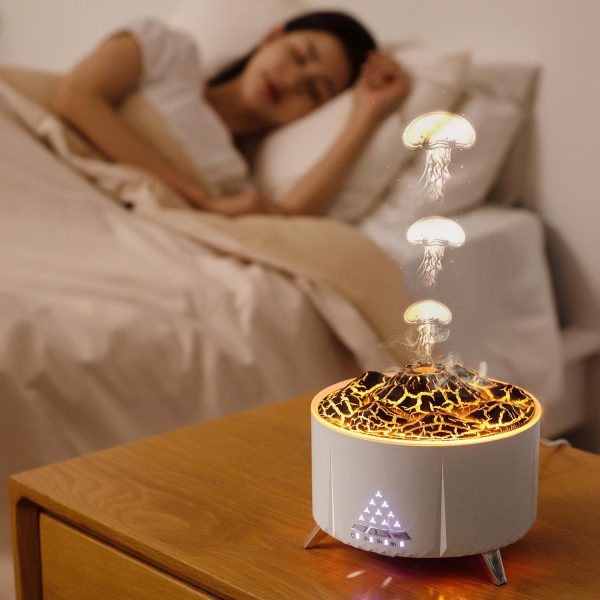 Essential Oil Diffusers Large Room: Cute Jellyfish Mist - Watch The Video - SEVEYEE 350ml Aromatherapy Diffuser for Home Bedroom, Long Last 12 Hours with Auto Off, Volcano Night Light v32