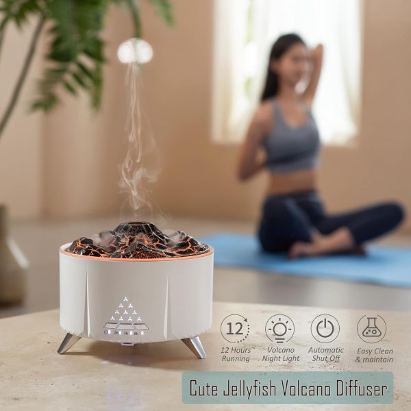 Essential Oil Diffusers Large Room: Cute Jellyfish Mist - Watch The Video - SEVEYEE 350ml Aromatherapy Diffuser for Home Bedroom, Long Last 12 Hours with Auto Off, Volcano Night Light v32 - Image 6