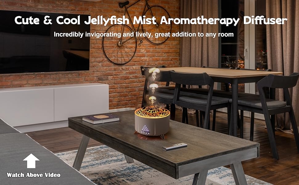 Essential Oil Diffusers Large Room Funny Jellyfish Mist SEVEYEE 350ml Aromatherapy Diffuser
