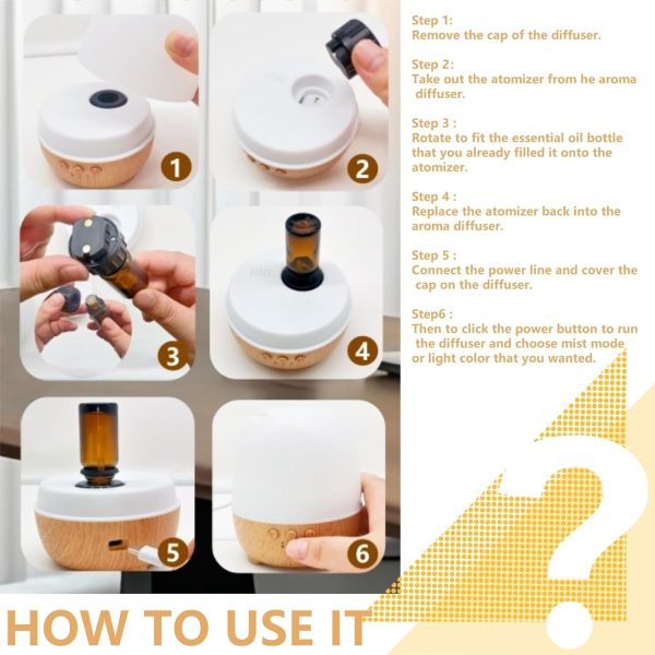 Essential Oil Diffuser, Waterless Diffuser 3 Speeds Smart Mist Aromatherapy Diffuser with Light, AGEMANY Oil Diffuser Refillable Pure Fragrance Oil Small Aroma Scent Diffuser for Home Bedroom Office - Image 9
