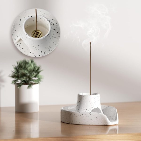 Incense Holder Palo Santo Holder White Sage Smudge Holder Smudge Stick Bowl Ceramics Burning Bowl for White Sage/Palo Santo Stick/Incense,Easy to Clean 3 in 1 White Sage Bundle Smudge Bowl (Gray) - Image 3