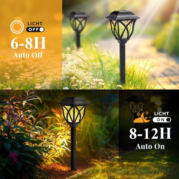 GIGALUMI Solar Lights Outdoor Waterproof, 6 Pack LED Solar Garden Lights, Solar Lights for Outside, Garden Decor for Yard, Patio, Landscape, Planter, Walkway (Warm White) - Image 6