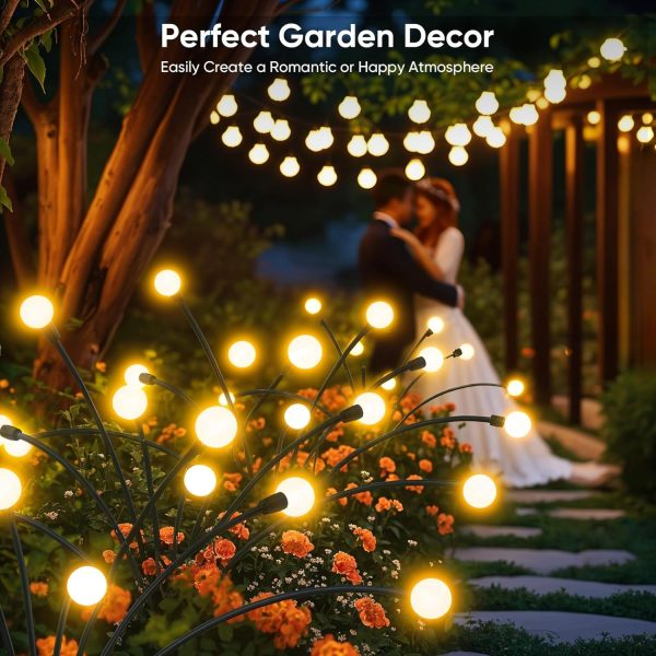 Solar Lights Outdoor Garden Decor: 4 Pack 32 LED Firefly Solar Outdoor Lights, Waterproof Solar Lights for Outside, Yard Patio Porch Pathway Landscape Decorations, Solar Swaying Light Sway by Wind - Image 4