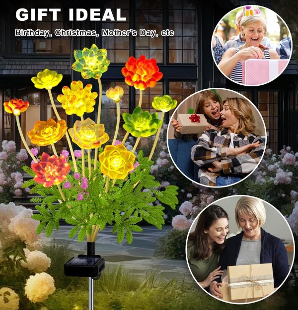 Solar Succulent Plant Lights - New Outdoor Waterproof Decorative Stake Lighting for Garden, Lawn, Patio & Balcony, Thoughtful Gift for Garden Lovers Housewarming Gift - Image 5