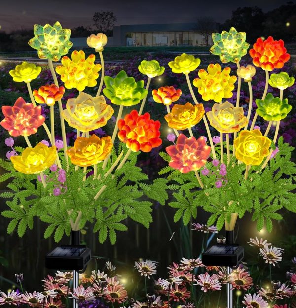 Solar Succulent Plant Lights - New Outdoor Waterproof Decorative Stake Lighting for Garden, Lawn, Patio & Balcony, Thoughtful Gift for Garden Lovers Housewarming Gift - Image 10