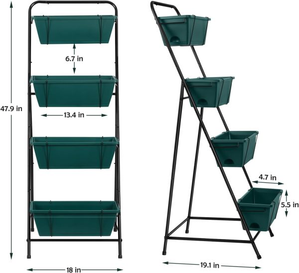 Vertical Garden Planter 3 Tier Raised Garden Bed Herb Garden Planter Outdoor Standing Garden Planter Box with Drainage Holes Removable Tray for Patio Balcony Porch Grey - Image 47