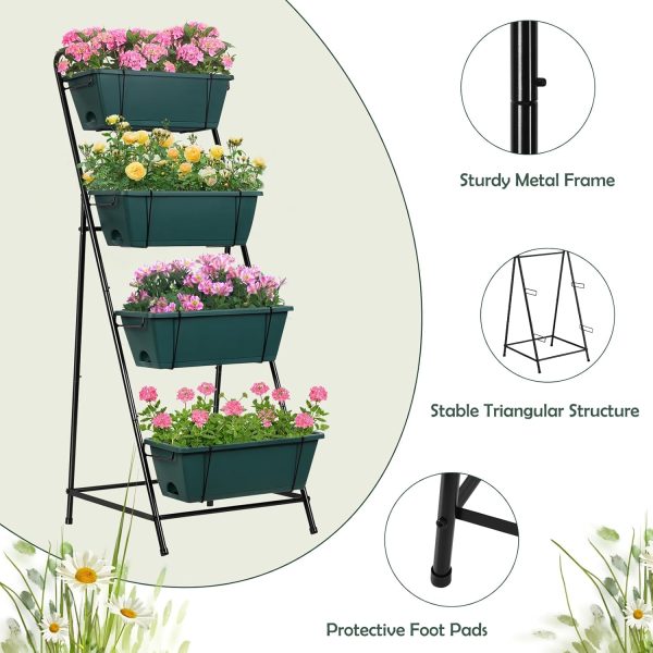 Vertical Garden Planter 3 Tier Raised Garden Bed Herb Garden Planter Outdoor Standing Garden Planter Box with Drainage Holes Removable Tray for Patio Balcony Porch Grey - Image 50