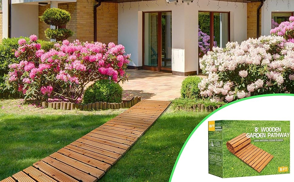 weather-resistant straight cedar pathway
