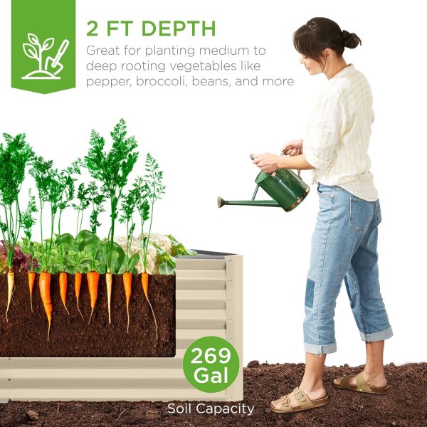 Best Choice Products 6x3x2ft Outdoor Metal Raised Garden Bed, Deep Root Box Planter for Vegetables, Flowers, Herbs, and Succulents w/ 269 Gallon Capacity - Gray - Image 29