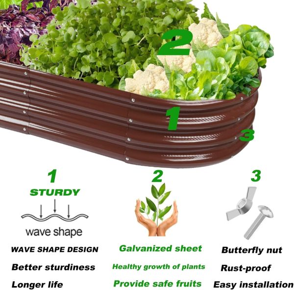 Raised Garden Bed Galvanized Planter Box Outdoor, 5ft Oval Large Rot-Resistant Metal Garden Bed Planter for Vegetables Flower Herb (Silver) - Image 11