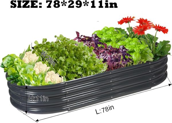 Raised Garden Bed Galvanized Planter Box Outdoor, 5ft Oval Large Rot-Resistant Metal Garden Bed Planter for Vegetables Flower Herb (Silver) - Image 24