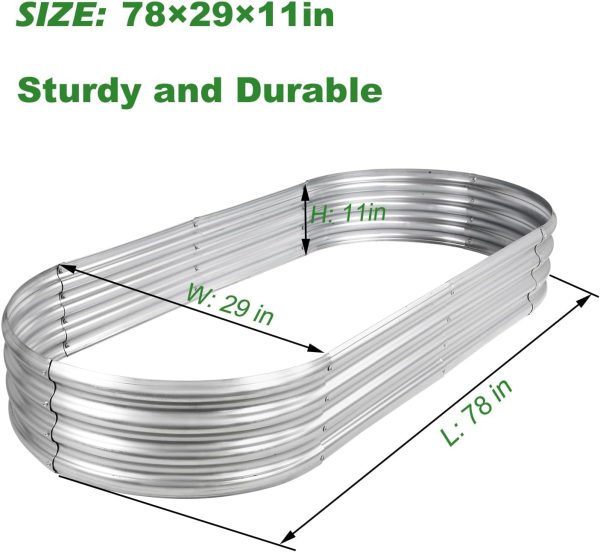 Raised Garden Bed Galvanized Planter Box Outdoor, 5ft Oval Large Rot-Resistant Metal Garden Bed Planter for Vegetables Flower Herb (Silver) - Image 37