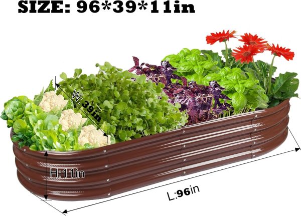 Raised Garden Bed Galvanized Planter Box Outdoor, 5ft Oval Large Rot-Resistant Metal Garden Bed Planter for Vegetables Flower Herb (Silver) - Image 39