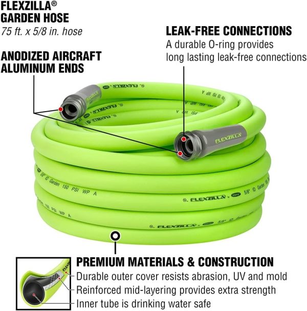 Flexzilla HFZG5100YW Garden Lead-in Hose 5/8 in. x 100 ft, Heavy Duty, Lightweight, Drinking Water Safe, Green - Image 26