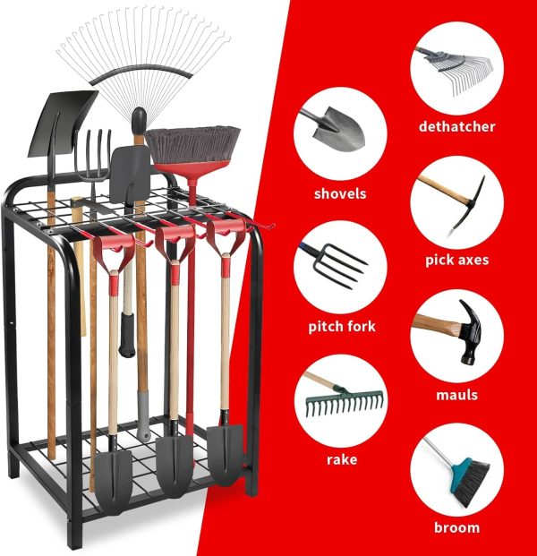 Trieez Heavy Duty Garden Tool Storage, Garden Tool Organizer - Sturdy Garden Yard Tool Rack for Garage Organization and Storage, Shed, Yard Tool Holder, Garage Tool Organizer Rack - Image 7