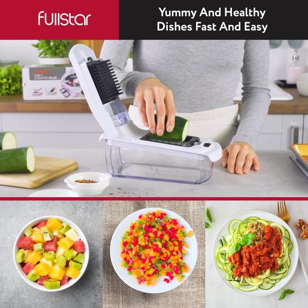 Fullstar Vegetable Chopper - Food Chopper - Onion Chopper - Vegetable Slicer & Spiralizer - Veggie Chopper with Container - Kitchen Gadgets - Home Essentials - Kitchen Accessories (4 in 1, White) - Image 8
