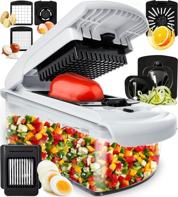 Fullstar Vegetable Chopper - Food Chopper - Onion Chopper - Vegetable Slicer & Spiralizer - Veggie Chopper with Container - Kitchen Gadgets - Home Essentials - Kitchen Accessories (4 in 1, White) - Image 10