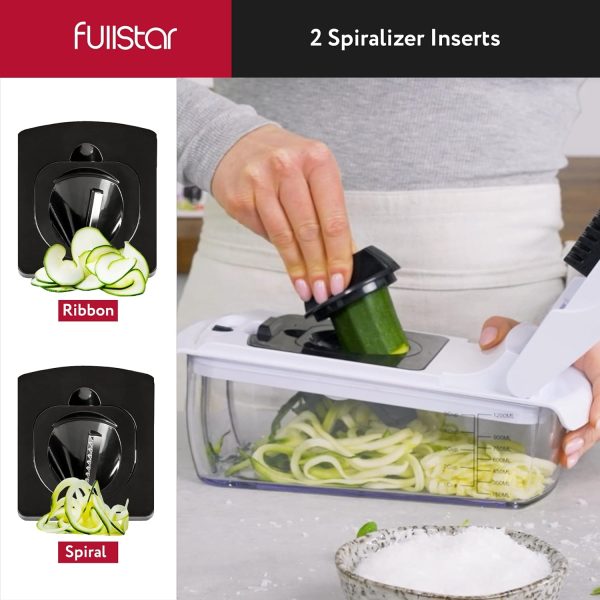 Fullstar Vegetable Chopper - Food Chopper - Onion Chopper - Vegetable Slicer & Spiralizer - Veggie Chopper with Container - Kitchen Gadgets - Home Essentials - Kitchen Accessories (4 in 1, White) - Image 13