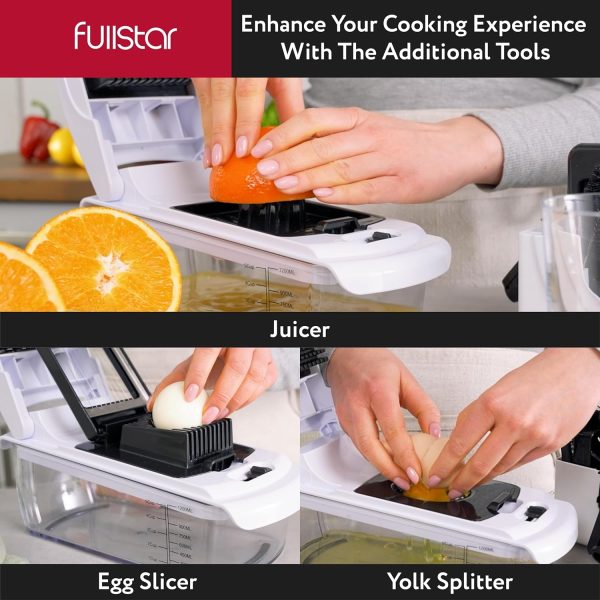 Fullstar Vegetable Chopper - Food Chopper - Onion Chopper - Vegetable Slicer & Spiralizer - Veggie Chopper with Container - Kitchen Gadgets - Home Essentials - Kitchen Accessories (4 in 1, White) - Image 14