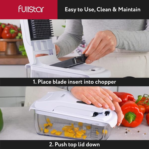 Fullstar Vegetable Chopper - Food Chopper - Onion Chopper - Vegetable Slicer & Spiralizer - Veggie Chopper with Container - Kitchen Gadgets - Home Essentials - Kitchen Accessories (4 in 1, White) - Image 15