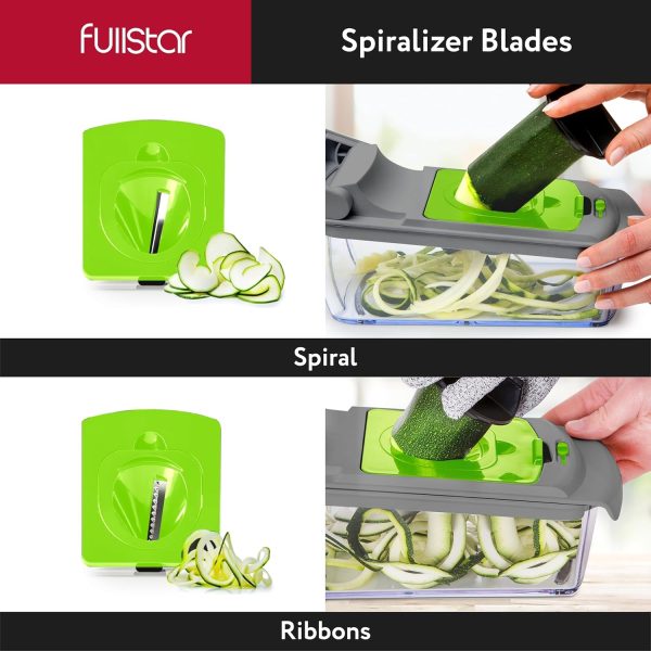 Fullstar Vegetable Chopper - Food Chopper - Onion Chopper - Vegetable Slicer & Spiralizer - Veggie Chopper with Container - Kitchen Gadgets - Home Essentials - Kitchen Accessories (4 in 1, White) - Image 22