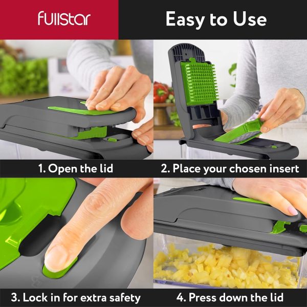 Fullstar Vegetable Chopper - Food Chopper - Onion Chopper - Vegetable Slicer & Spiralizer - Veggie Chopper with Container - Kitchen Gadgets - Home Essentials - Kitchen Accessories (4 in 1, White) - Image 23